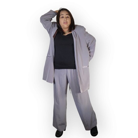 LOUBEN WOMENS 2 PIECE OUTFIT SIZE 14  GREY TOP WITH HIGH RISE PANTS - Picture 8 of 14